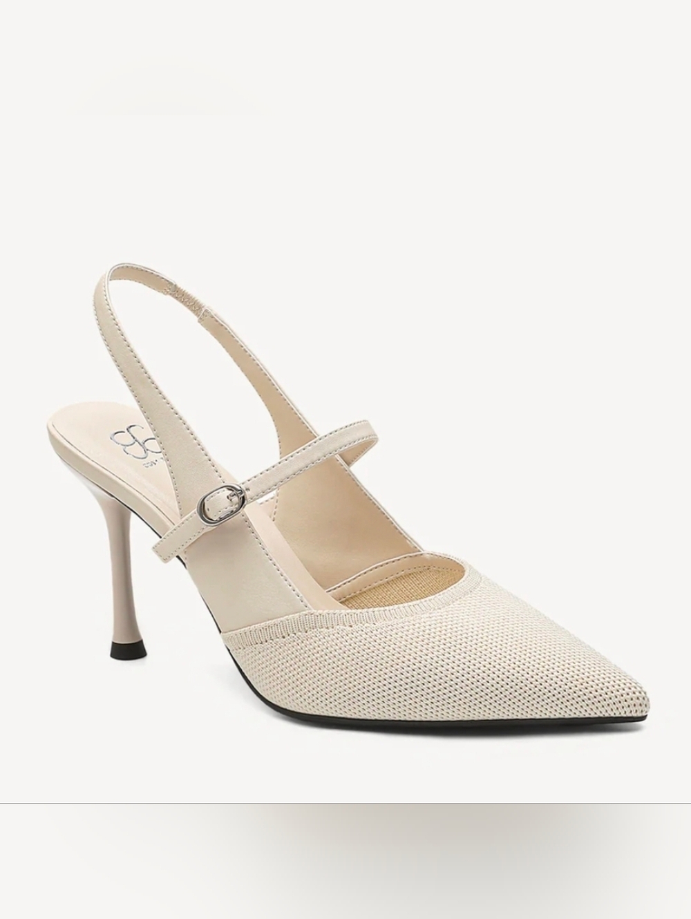 StrikeStep Elegant Stiletto Heeled Slingback Cream
